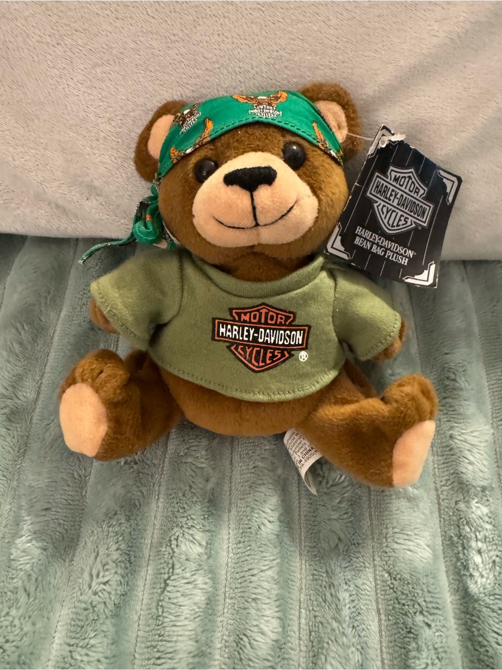 Harley-Davidson Brown Plush Bear with Green Shirt